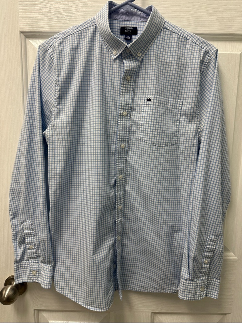 Crown & Ivy Kids XL Blue and White Long Sleeve Shirt